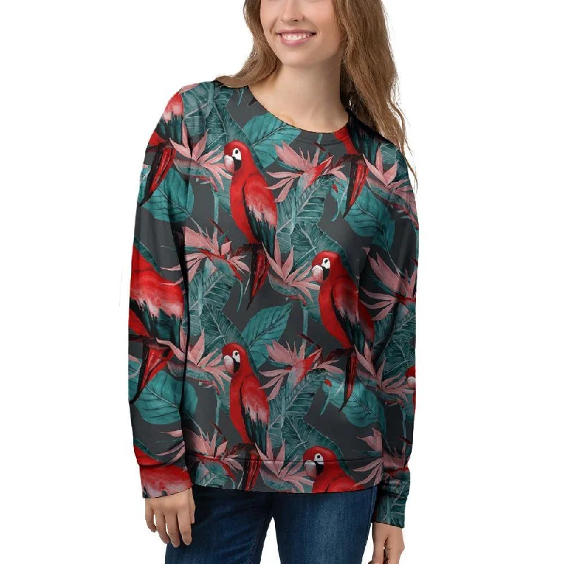 Watercolor Parrot Tropical Print Women's Sweatshirt Hoodie with Magnetic Closure Innovative Modern