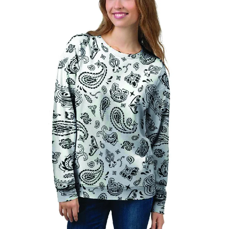 White Bandana Women's Sweatshirt Hoodie with Contrast Stitching Detailed Premium