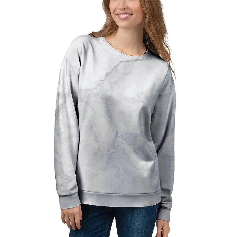 White Marble Women's Sweatshirt Hoodie with Color Block Contrast Stylish