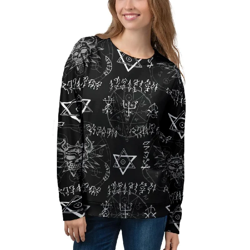 Witch Sign Print Women's Sweatshirt Hoodie with Thumb Holes Functional Cozy