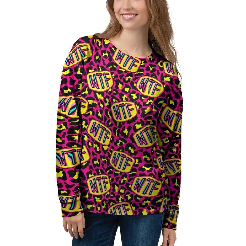 WTF Cheetah Hiphop Graffiti Print Women's Sweatshirt Hoodie with Strings Custom Fit Adjustable