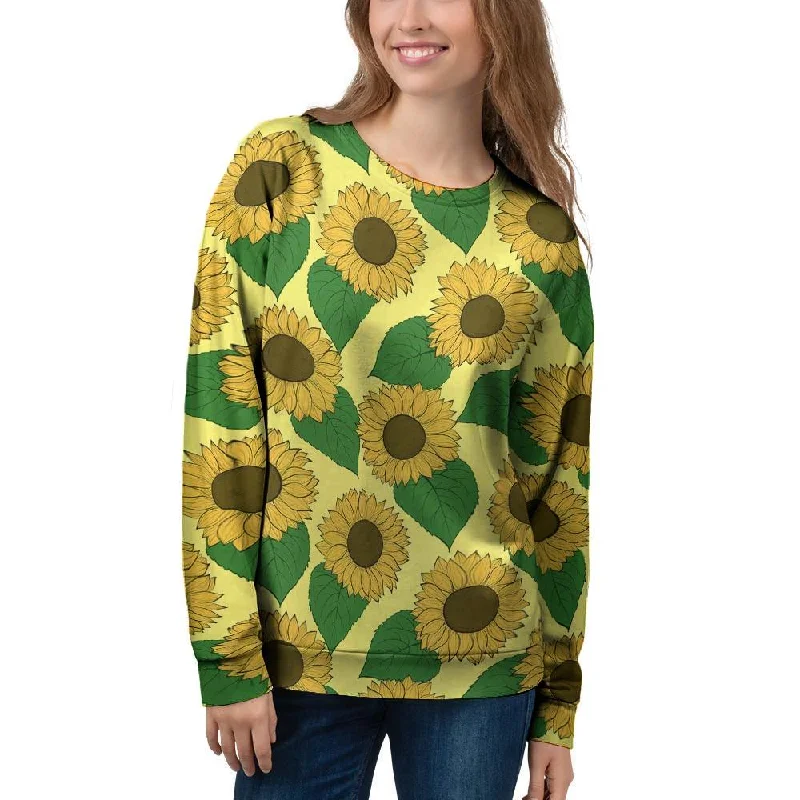 Yellow Sunflower Women's Sweatshirt Hoodie with Crew Neck Simple Timeless