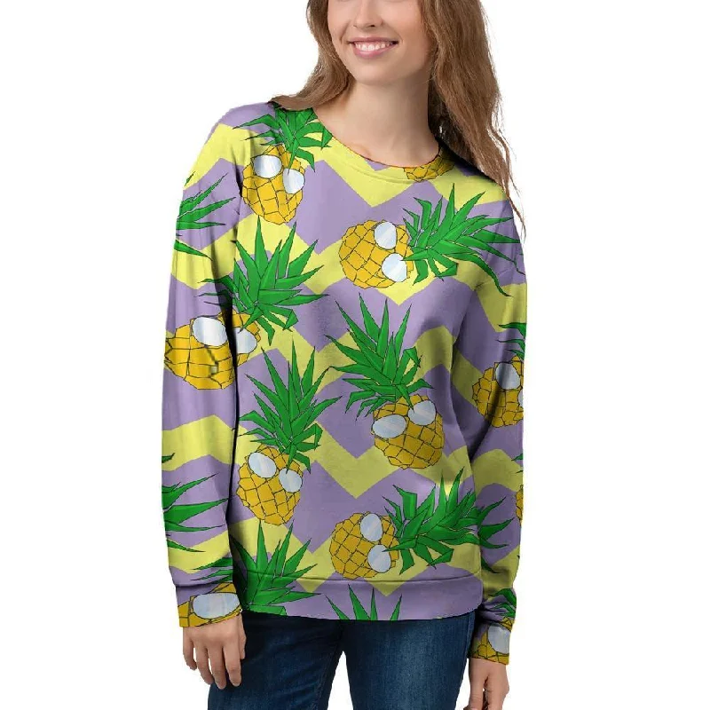 Zig Zag Pineapple Print Women's Sweatshirt Hoodie with Longline Fit Extended Stylish