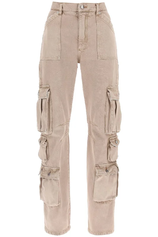 Cargo Jeans In Lived-in Denim  - Beige Trendy Paperbag Waist Jeans