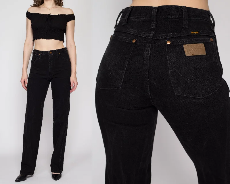 29" Waist 90s Wrangler Black Mid Rise Jeans Trendy Paperbag Waist Jeans