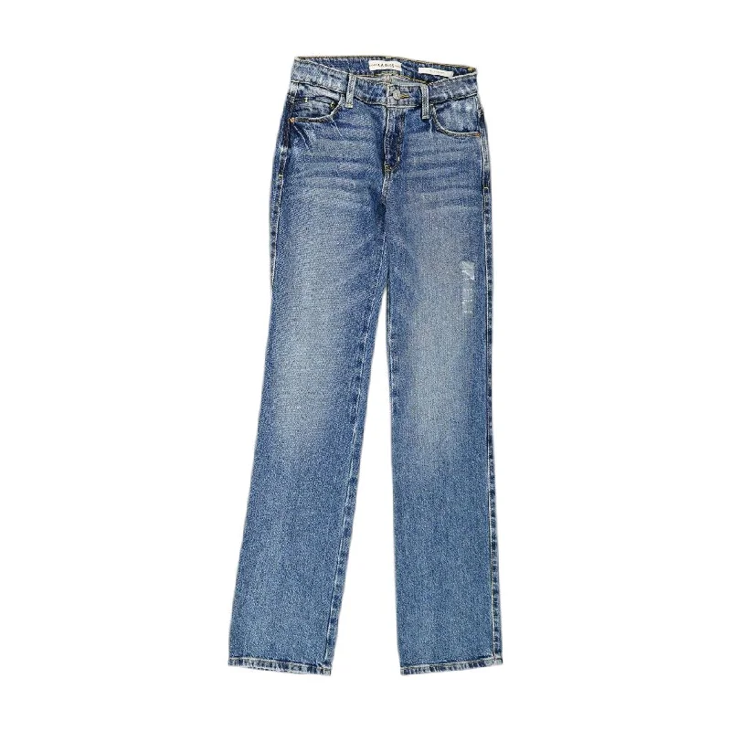 Blue Solid Straight Leg Jeans Stylish High-Waist Skinny Denim