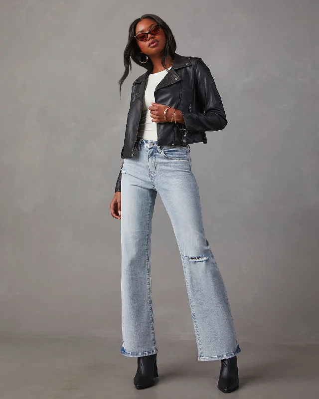 Crystal 90'S Vintage Distressed Flare Jeans Trendy Classic Fit Jeans