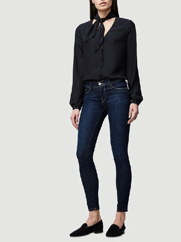 Frame Le Skinny De Jeanne In Queens Way Stylish Stone-Wash Denim Jeans