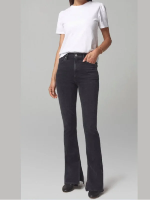 "Georgia" High Rise Bootcut Jeans Trendy Pleated Waist Jeans