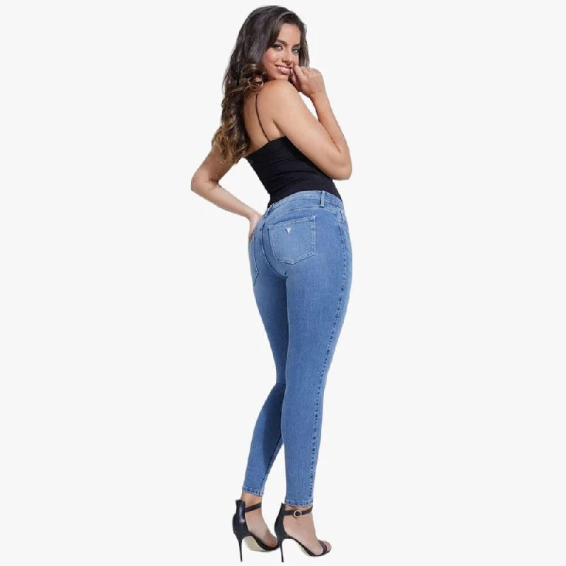 Guess Ladies Eco Low Power Skinny Jeans Light Wash Trendy Colored Denim Jeans