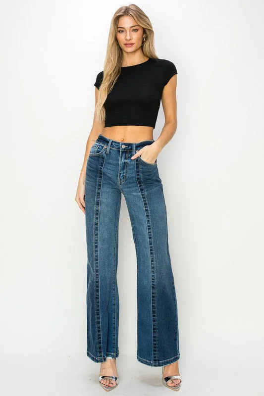 HIGH RISE RELAXED FLARE JEANS Comfortable Stretch Fit Jeans