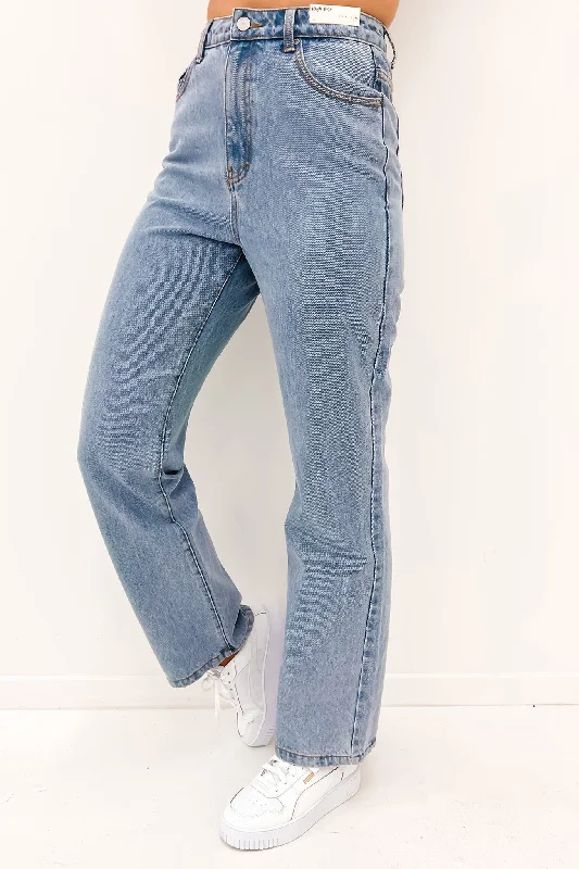 High Wide Straight Leg Jean Blue Lagoon Stylish Bootcut Denim Jeans