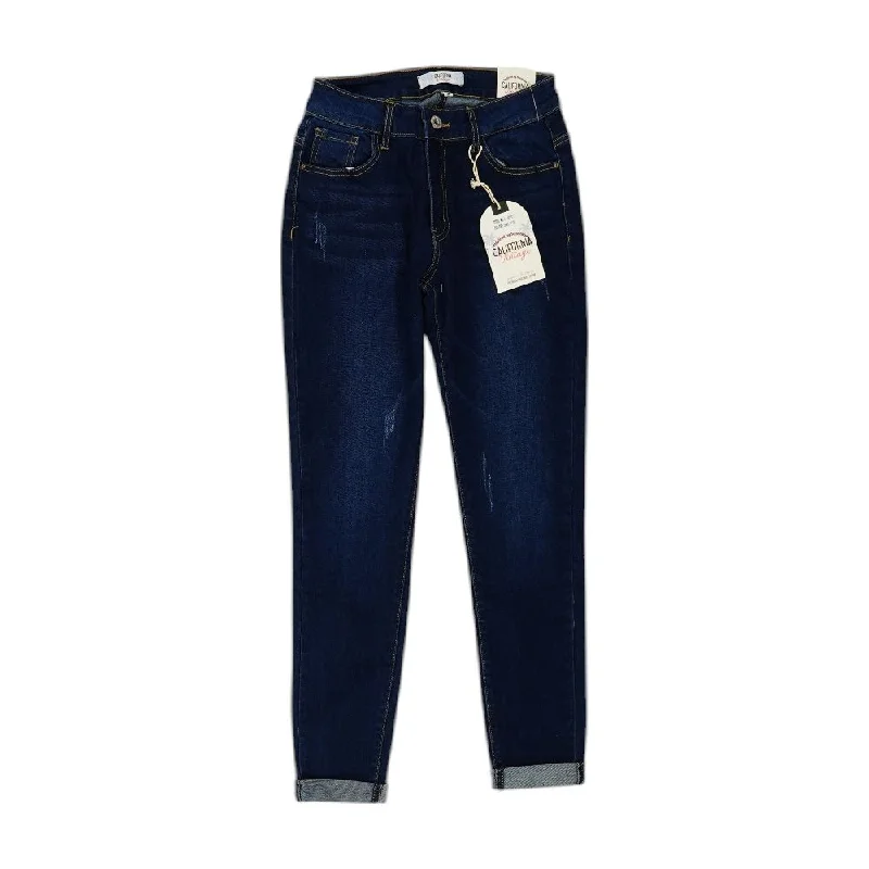 Indigo Solid Jeans Casual Wide-Legged Denim Jeans