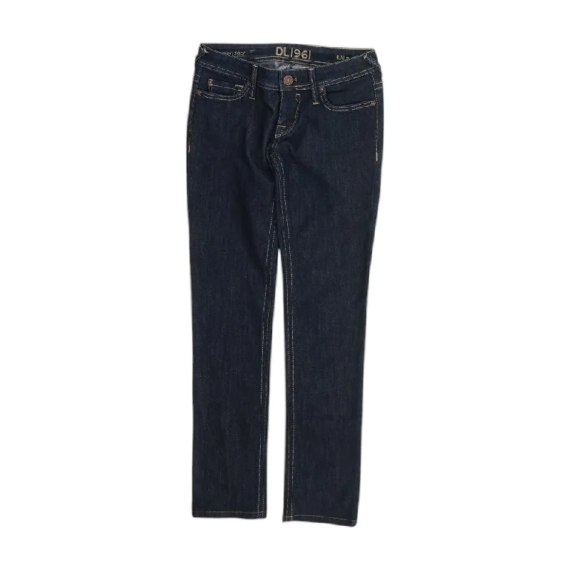 Indigo Solid Straight Leg Jeans Elegant Dark-Wash Bootcut Jeans