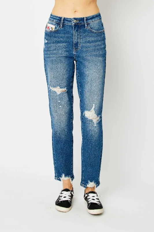 Blue Distressed Slim Jeans Stylish Bootcut Denim Jeans