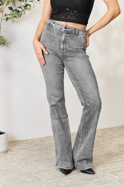 Kancan High Waist Slim Flare Jeans Comfortable Mid-Rise Jeans