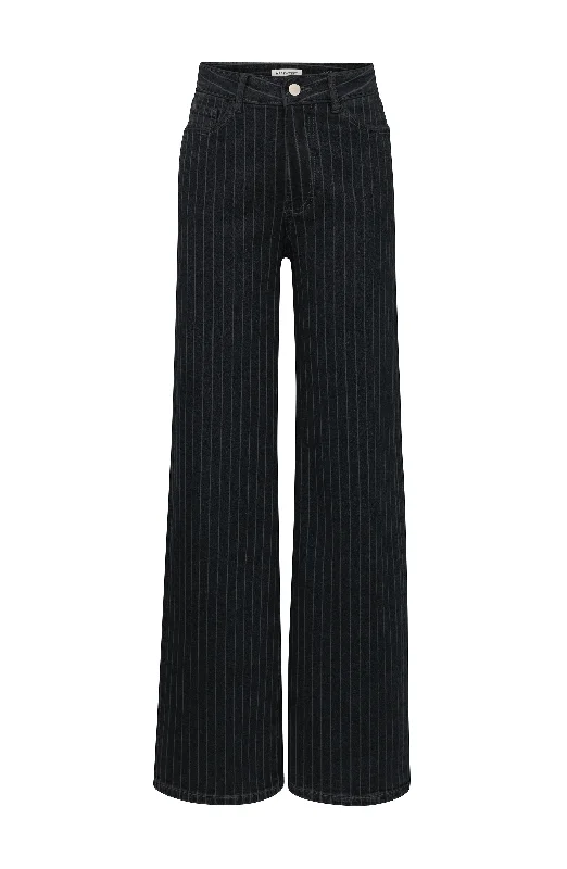 NCE - WIDE LEG JEANS | DARK PINSTRIPE Casual Loose Fit Jeans