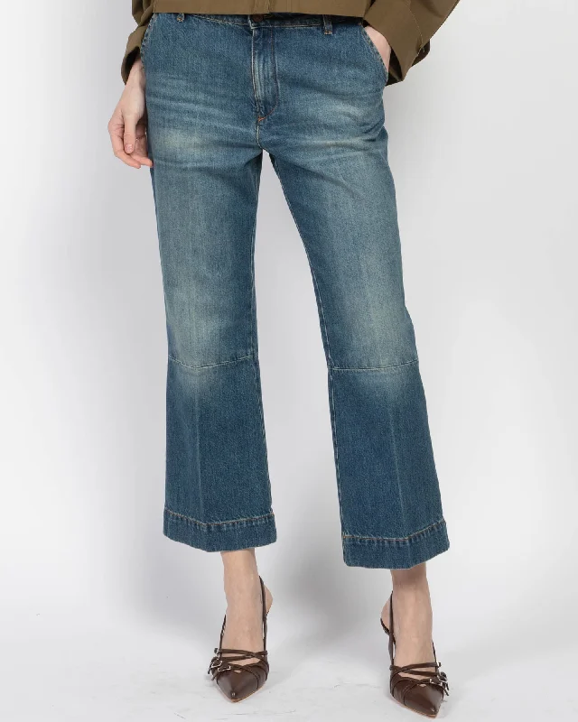 Cropped Kick Jeans Comfortable Stretch Denim Jeans