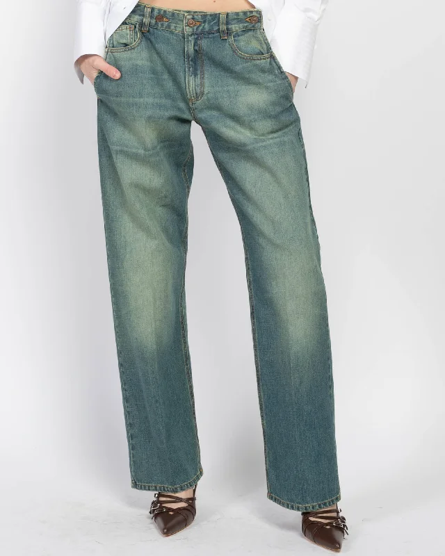 Double Front Jeans Trendy Paperbag Waist Jeans