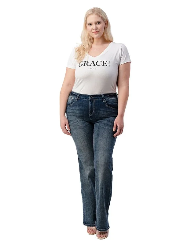 Women's Plus Size Distressed Pocket Jeans Comfortable Ankle Jeans