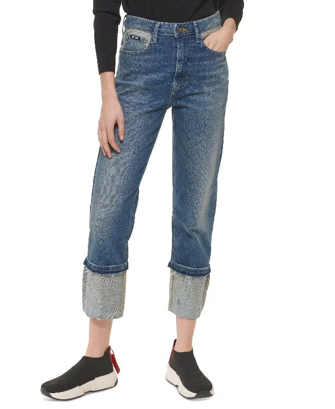 Women's Waverly High-Rise Cuffed Jeans Fashionable Relaxed Fit Denim