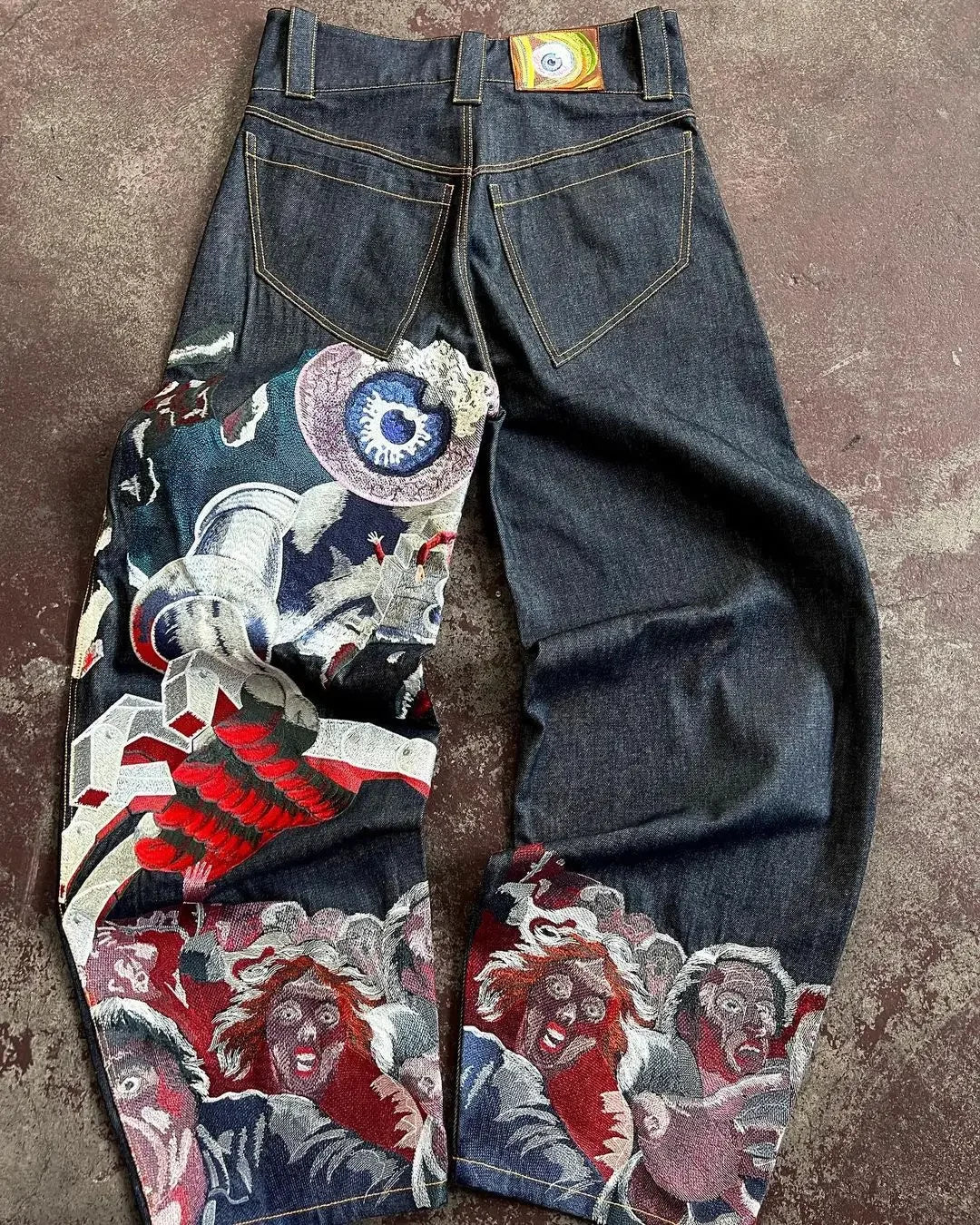 Y2K Jeans Streetwear Harajuku Hip Hop Retro Graphic Baggy Jeans Denim Pants Stylish Plus Size Denim Jeans