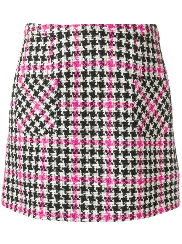 houndstooth mini skirt leather skirt sleek