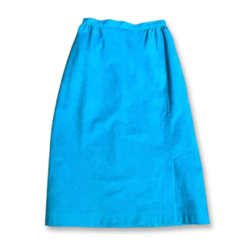 1970s-1980s Teal Faux Suede A-Line Skirt by Designer Images velvet skirt luxury