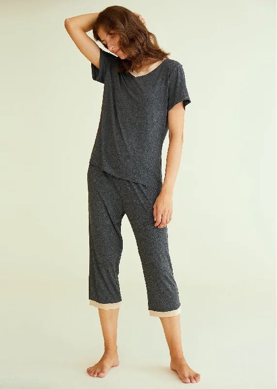 Women’s Bamboo Tops with Capri Pants Pajamas Set Casual Sweatpants Style