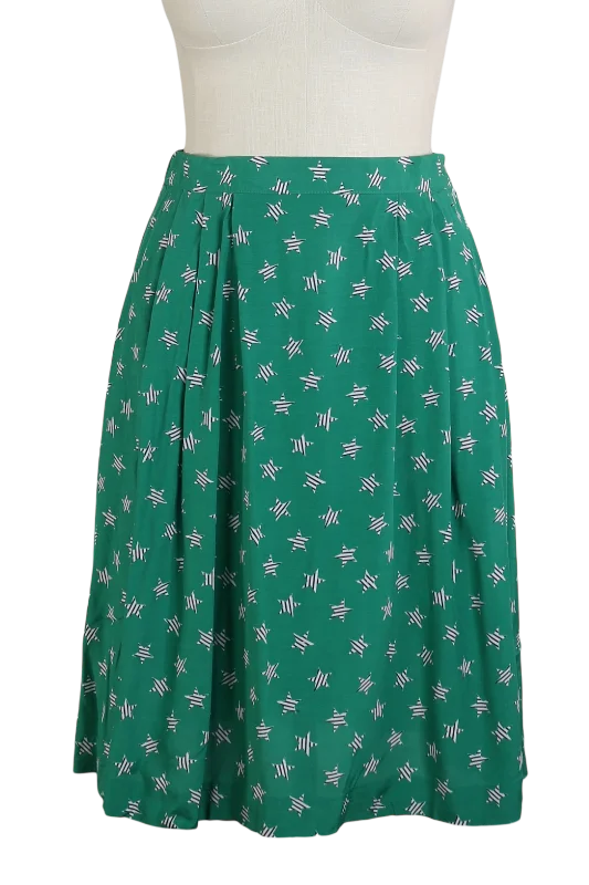 90s Lucia Petites Green Stars Skirt      w35-37 cashmere skirt soft