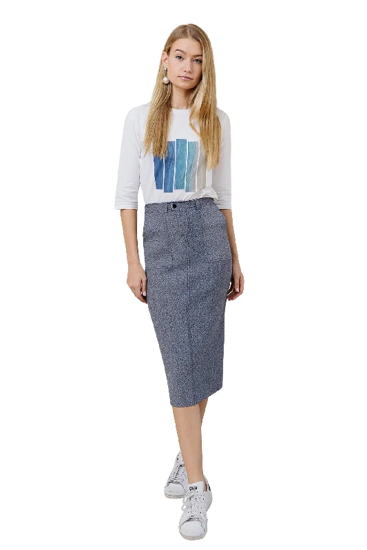 Apparalel Denim Knit Midi Pencil Skirt corduroy skirt comfortable