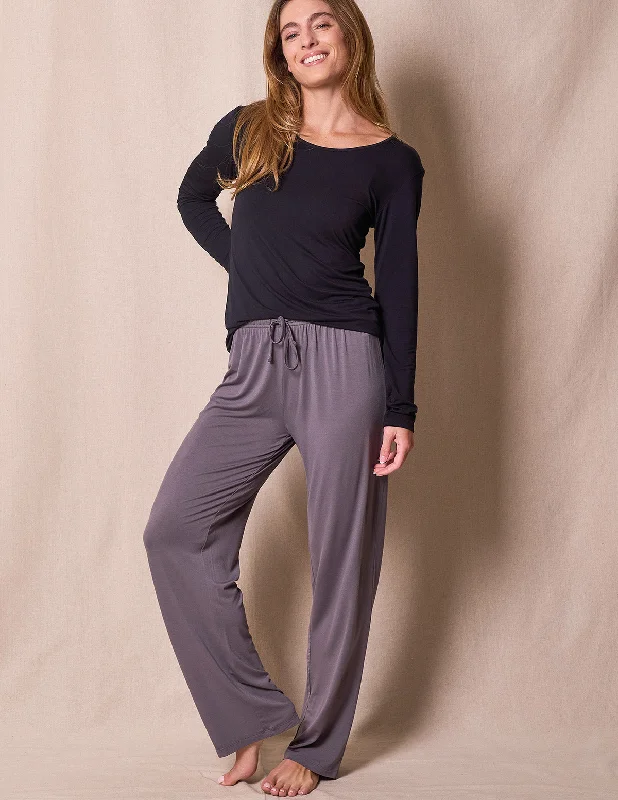 Bamboo Sleep Pants - Grey Slim-Fit Khaki Pants