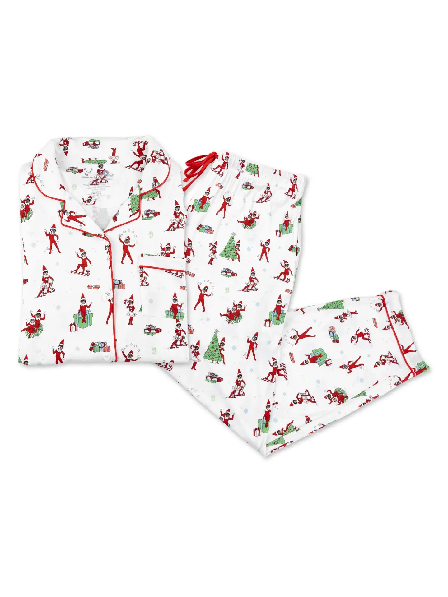 Bellabu Bear x Elf on the Shelf Christmas Holiday Women's Bamboo Pants Set Pajamas Soft Stretch Trousers