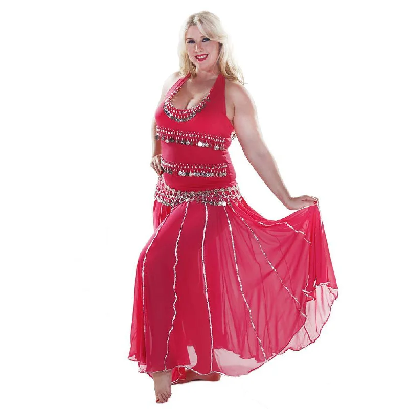 Belly Dance Top, Skirt, & Coin Belt Costume Set | SPIN OUT SEQUEL silk skirt lustrous