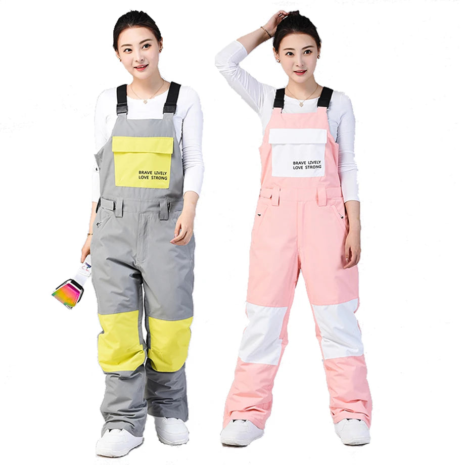 BONDHAO Ski Pants Suspenders Classic Chino Pants