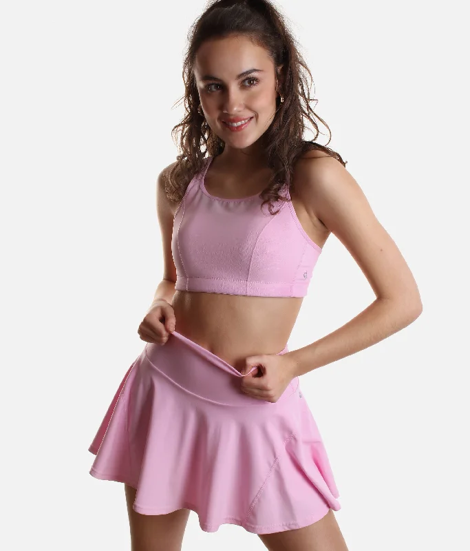 Bubblegum Twirl Skort – Built-In Shorts, High Waist, and Circle Skirt chiffon skirt lightweight