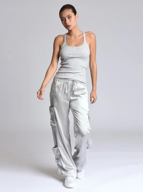 Chelsea Silk Wide Leg Cargo Pant Soft Wool Pants