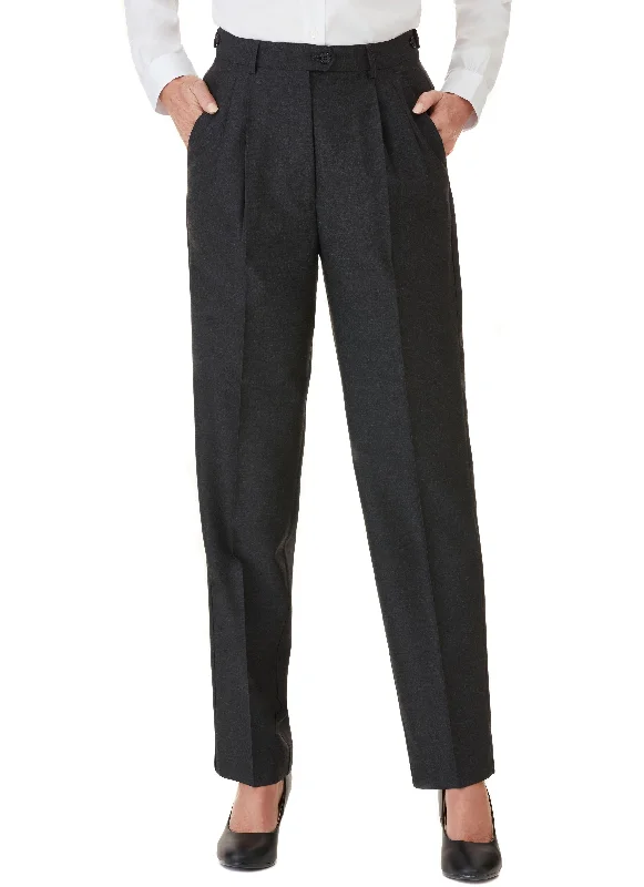 COLERAINE PLEATED PANT - CHARCOAL Soft Stretch Trousers