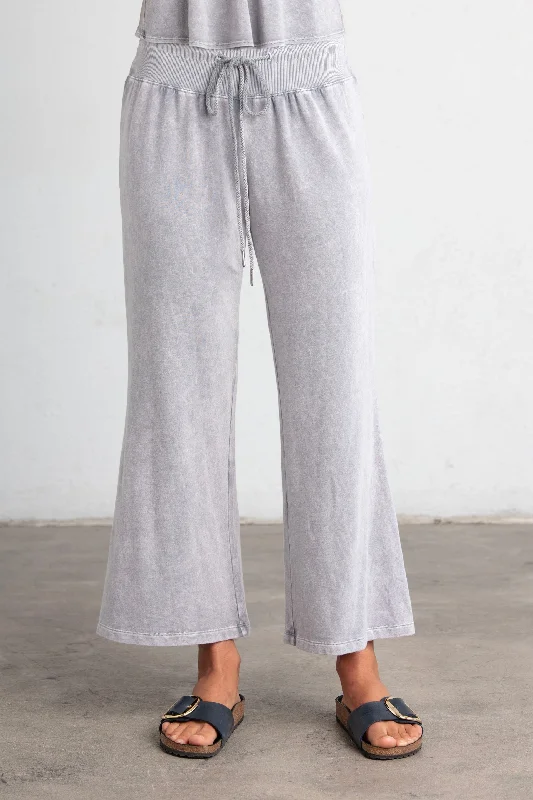 Crop Bell Bottom Pants by Mila in Silver Cozy Lounge Pants