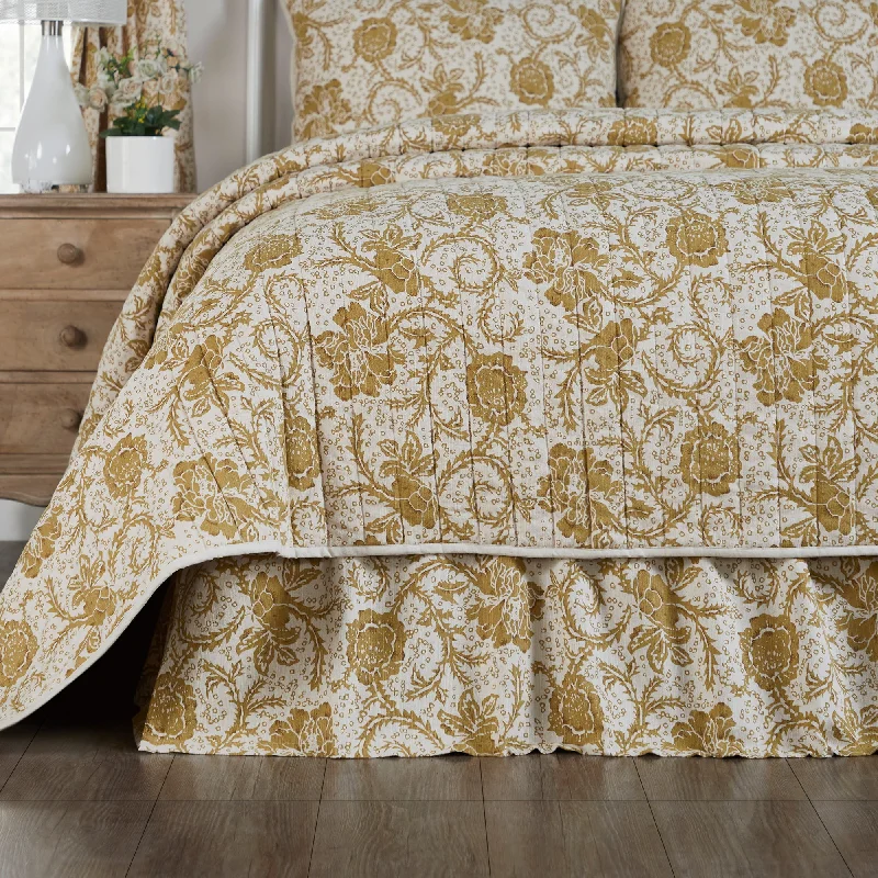 Dorset Gold Floral Queen Bed Skirt 60x80x16 VHC Brands patchwork skirt art