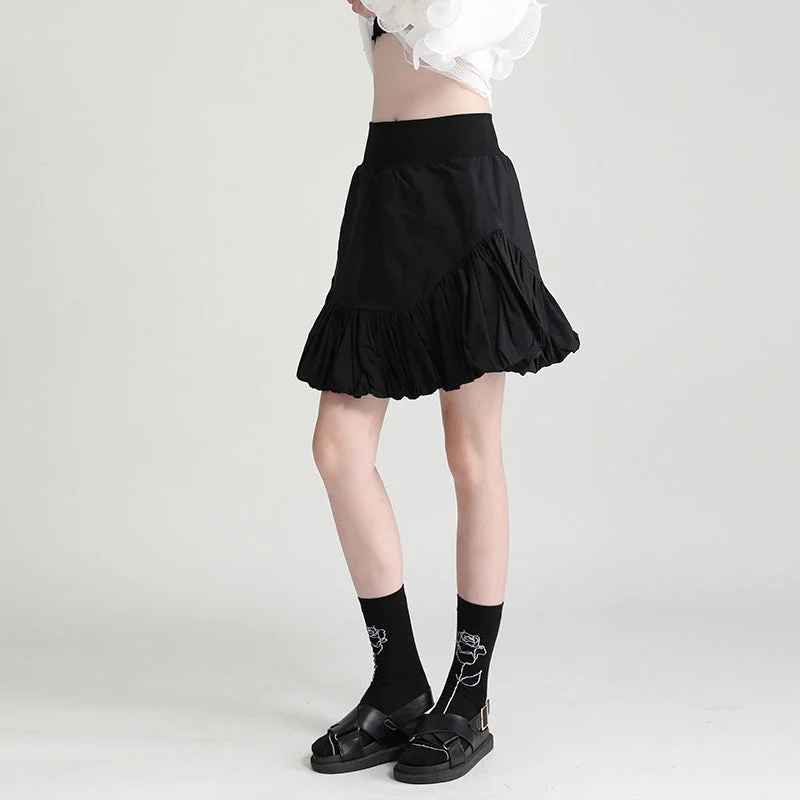 Elastic High Waist Bubble Bud Short Skirt athletic skirt fit