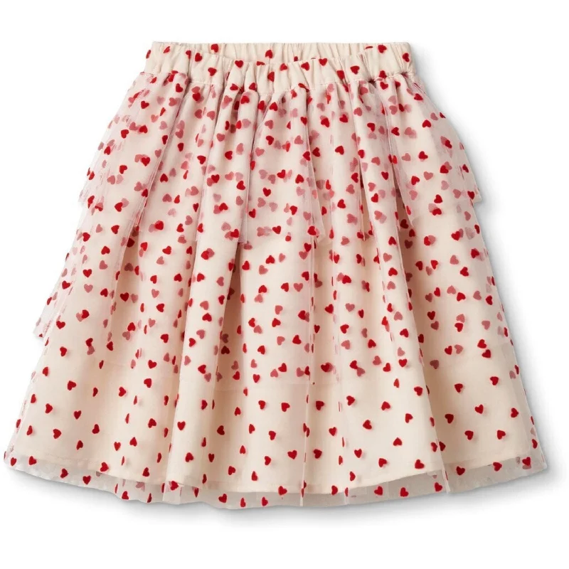 Fliink Sandshell/ Pompeian Red Tulle Heart Skirt linen skirt natural