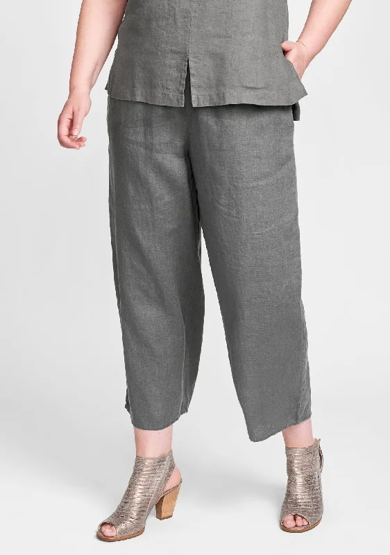 Floods - Linen Pants With Elastic Waist - FINAL SALE Comfy High-Waist Jeans