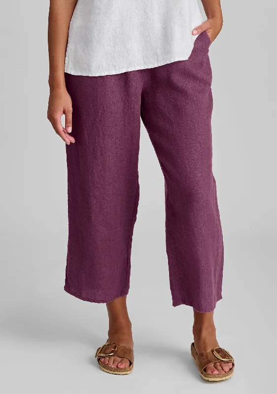 Floods - Linen Pants With Elastic Waist Slim Fit Casual Pants