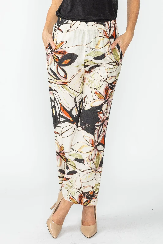 Flower Watercolor Print Pants Chic Capri Pants