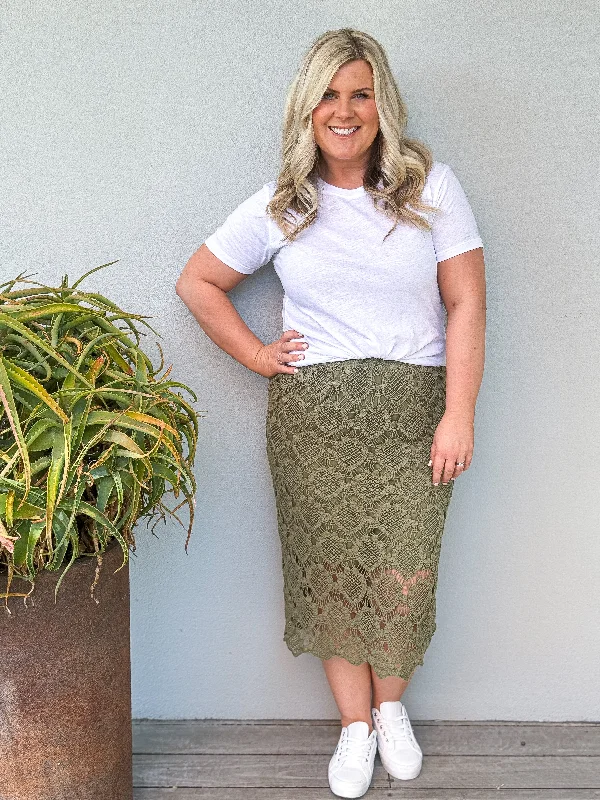 Giselle Skirt - Olive lace skirt feminine