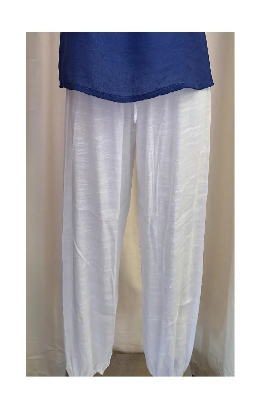 Harem Pants - White Fashionable Tapered Leg Pants