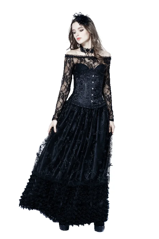 Gothic long skirt with budding flowers lace KW093 pencil skirt chic