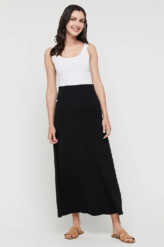 Lana Long Skirt - Black spandex blend skirt