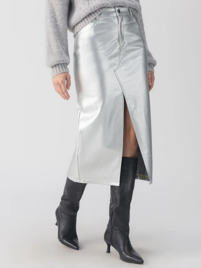 Leather Like Midi Skirt by Sanctuary in Silver modal blend skirt